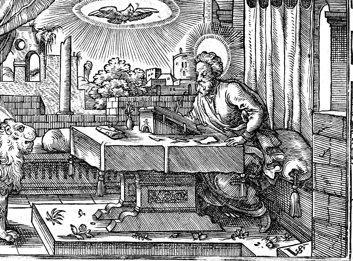The Evangelist Mark, woodcut by Virgil Solis, 1565