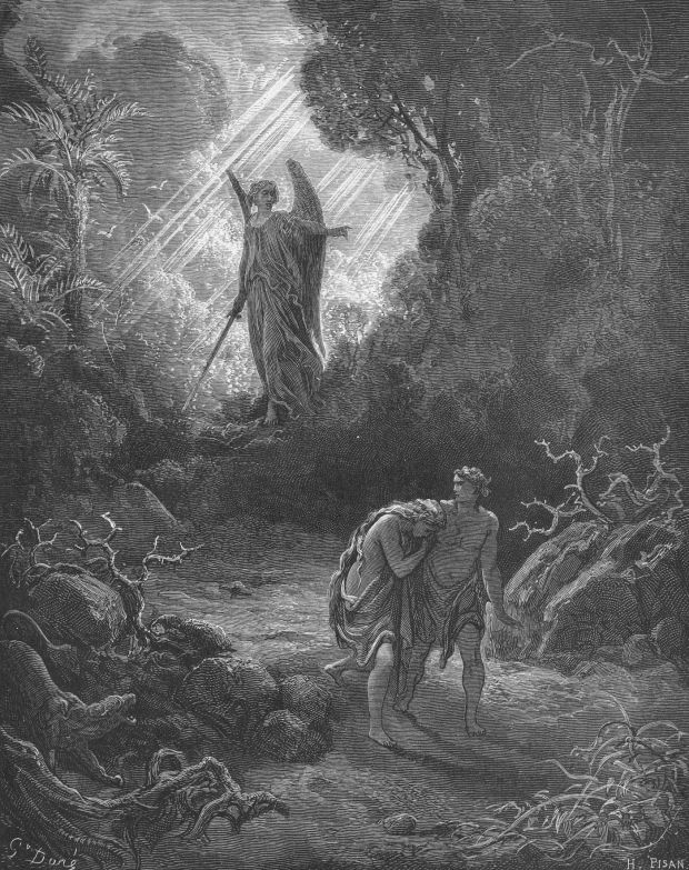 Adam and Eve Driven out of Eden, engraved by Gustave Dore