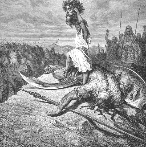 David and Goliath, engraved by Gustave Dore