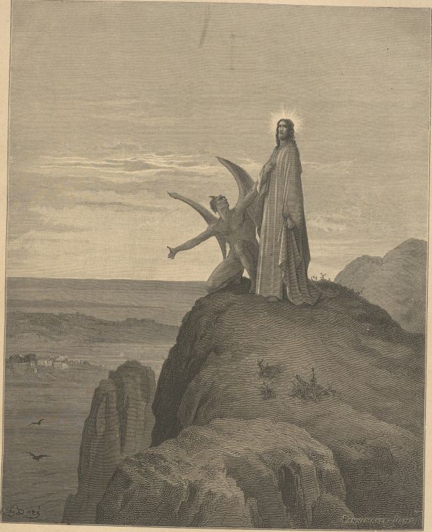 The Temptation of Jesus, engraved by Gustave Dore
