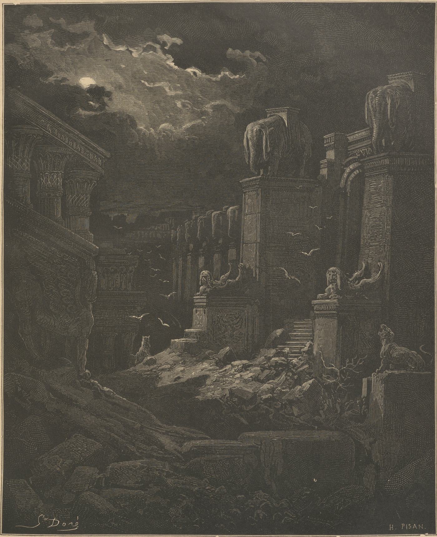 Babylon Fallen, wood engraving by Gustave Doré, illustrating Revelation 18:2