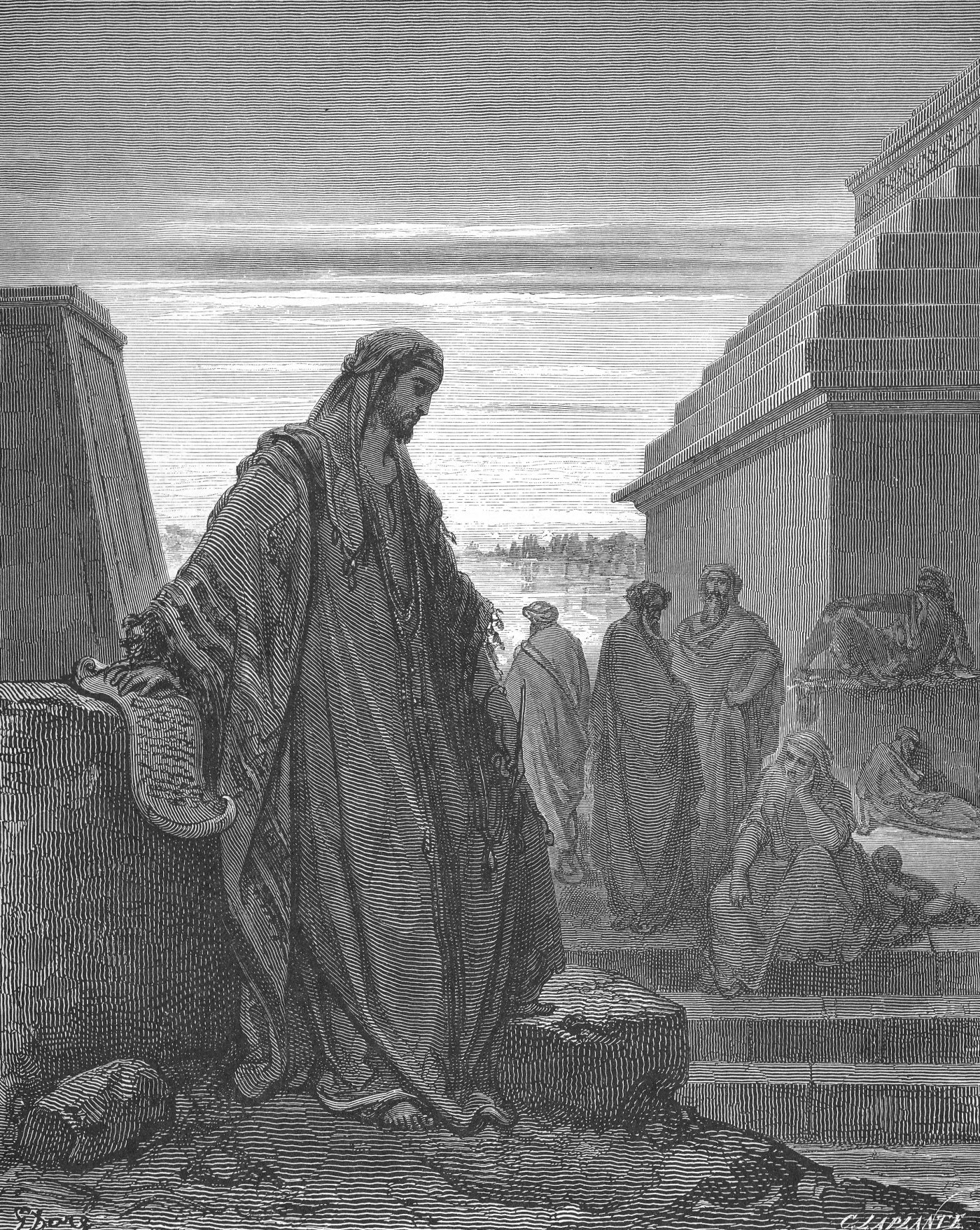 Daniel, wood engraving by Gustave Doré, illustrating Daniel 2:20