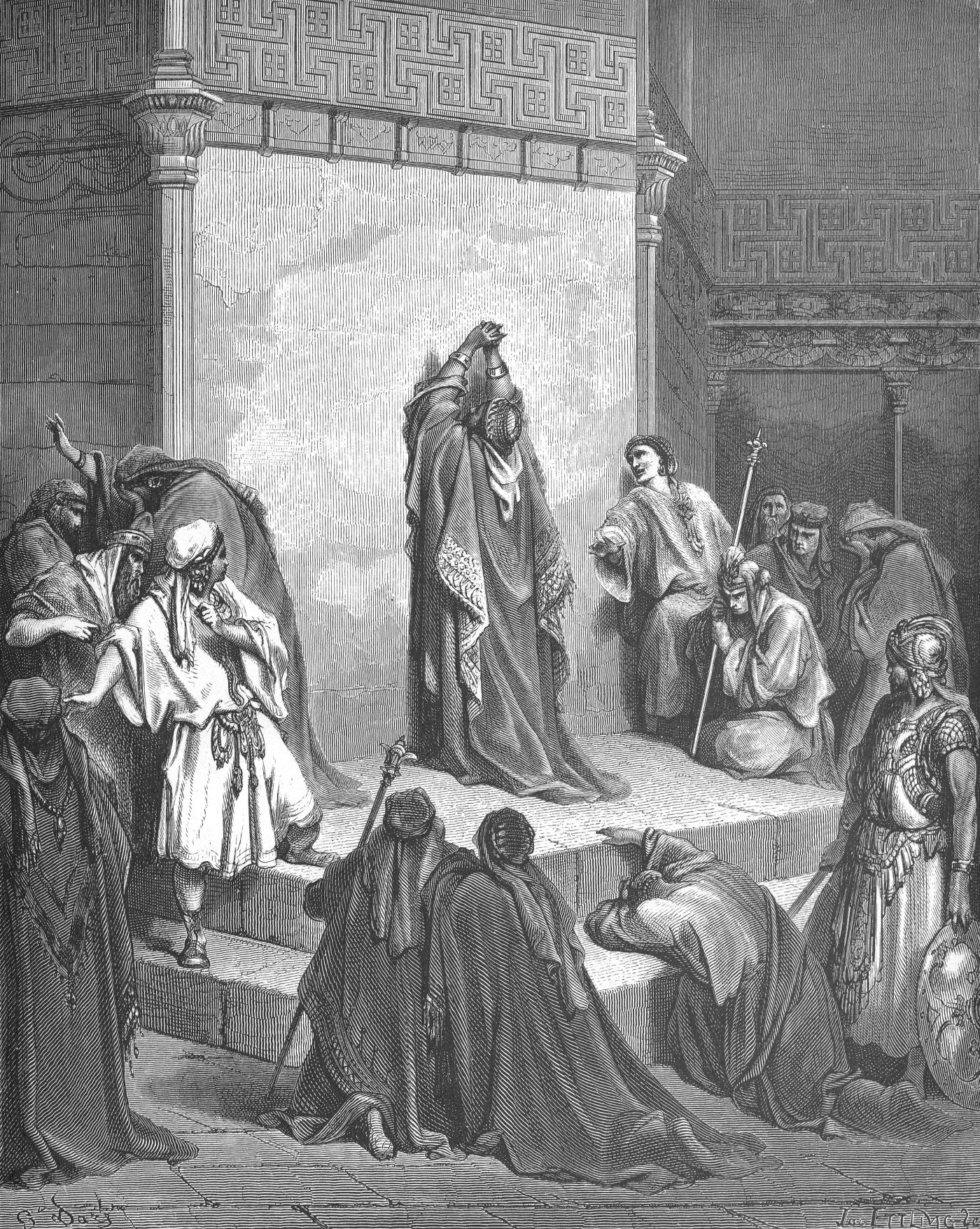 David Mourning the Death of Absalom, wood engraving by Gustave Doré, illustrating 2 Samuel 18:33