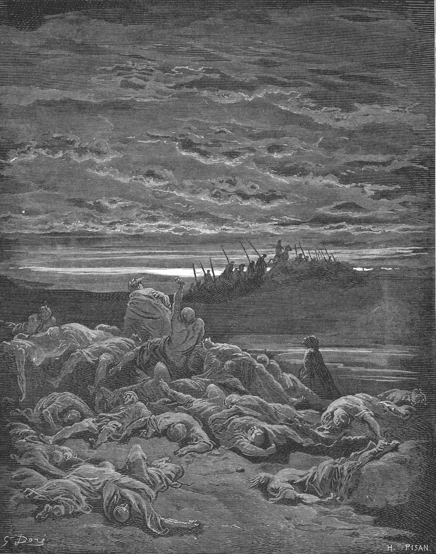Death of the Sons of Gideon, wood engraving by Gustave Doré, illustrating Judges 9:5