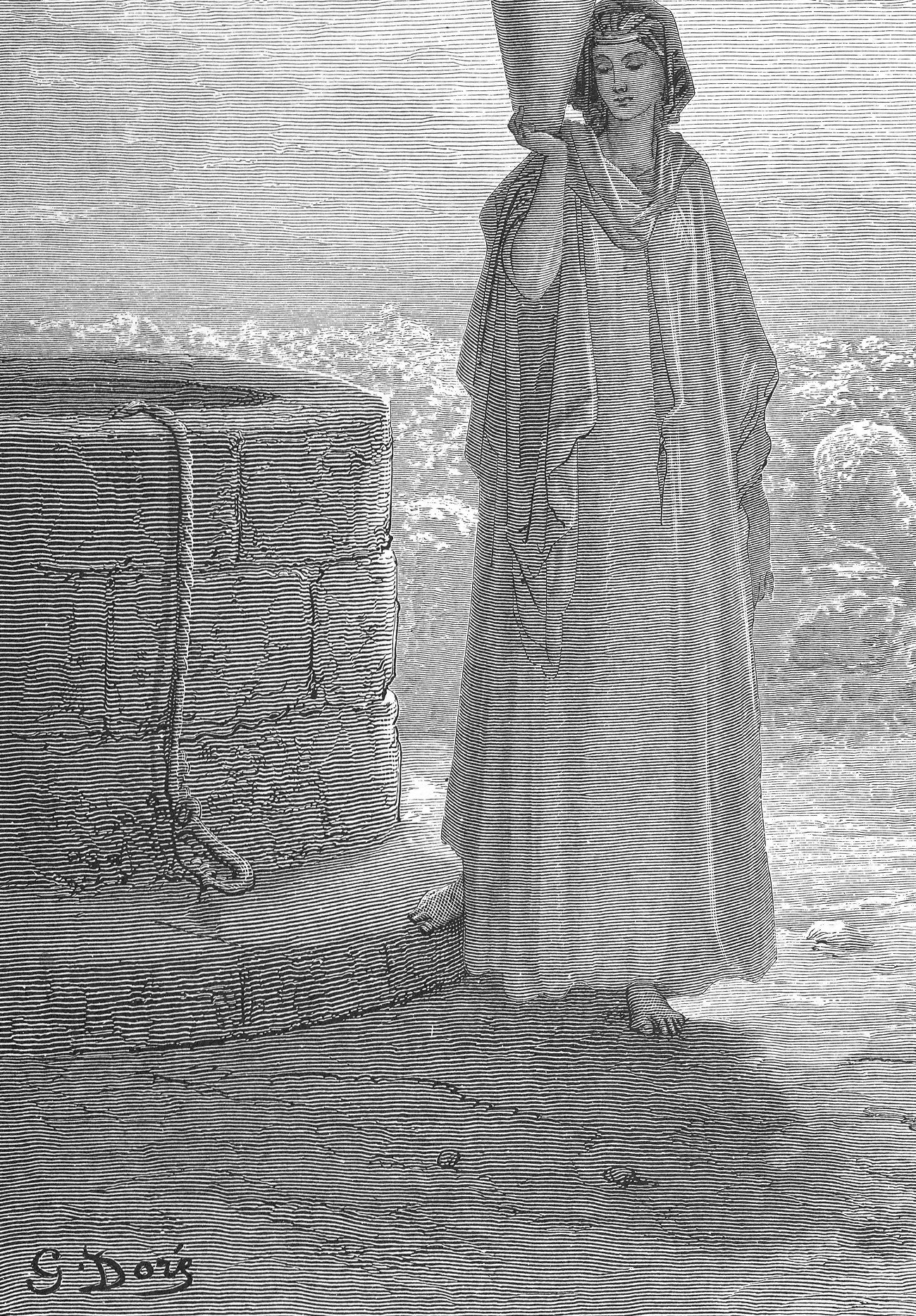Jacob Keeping Laban's Flocks, wood engraving by Gustave Doré, illustrating Genesis 29:20