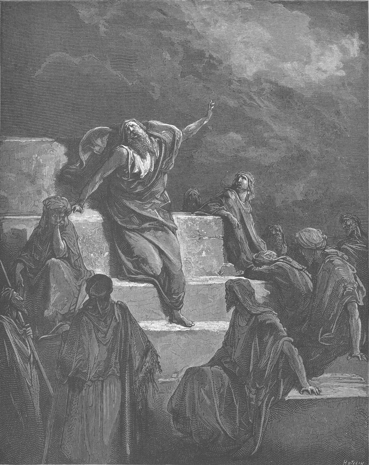 Jeremiah, wood engraving by Gustave Doré, illustrating Jeremiah 1:14