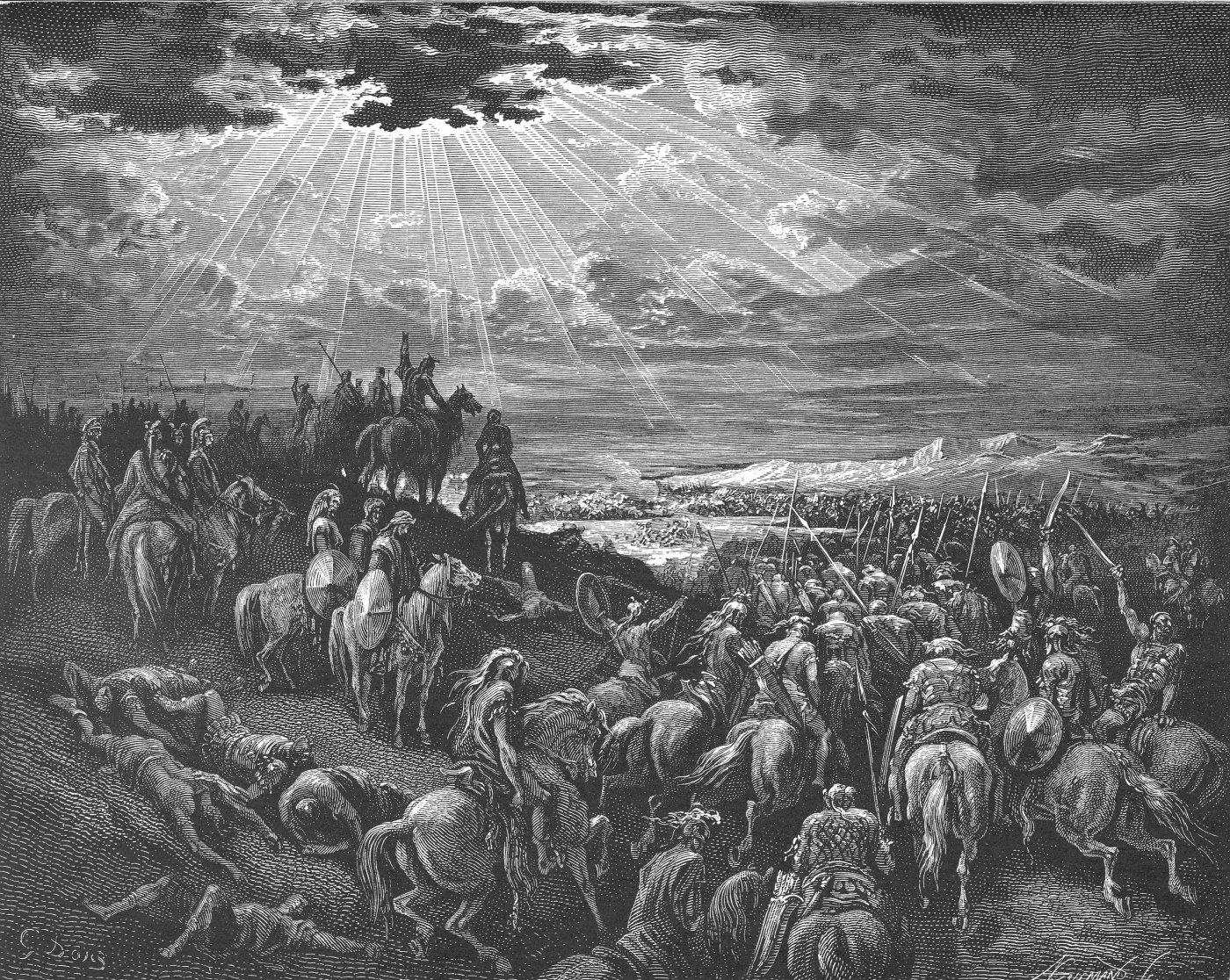 Joshua Commanding the Sun to Stand Still, wood engraving by Gustave Doré, illustrating Joshua 10:13