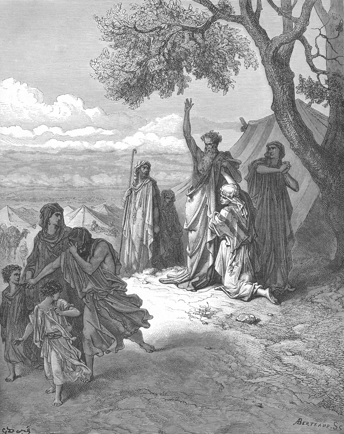 Noah Cursing Canaan, wood engraving by Gustave Doré, illustrating Genesis 9:24