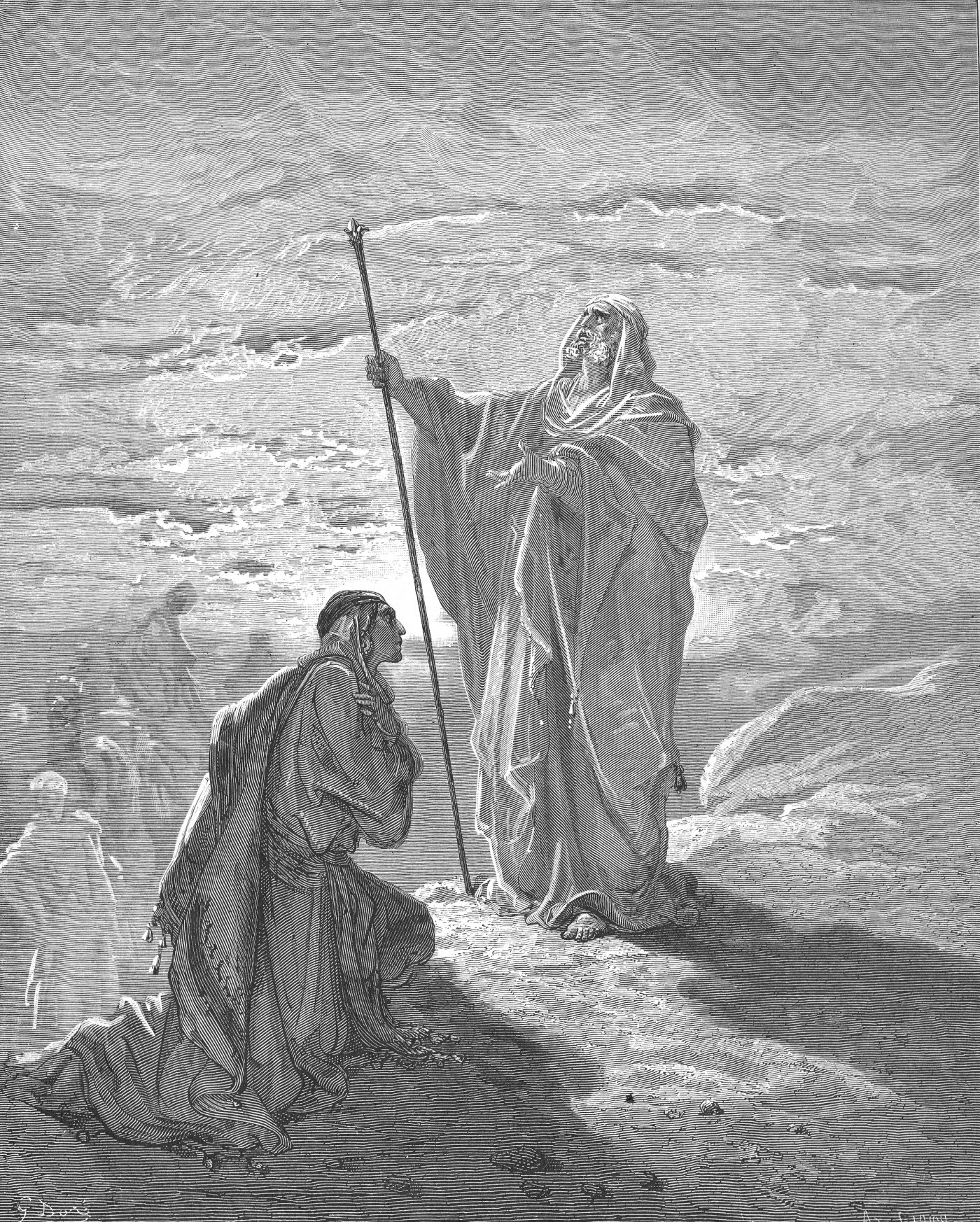 Samuel Blessing Saul, wood engraving by Gustave Doré, illustrating 1 Samuel 9:21