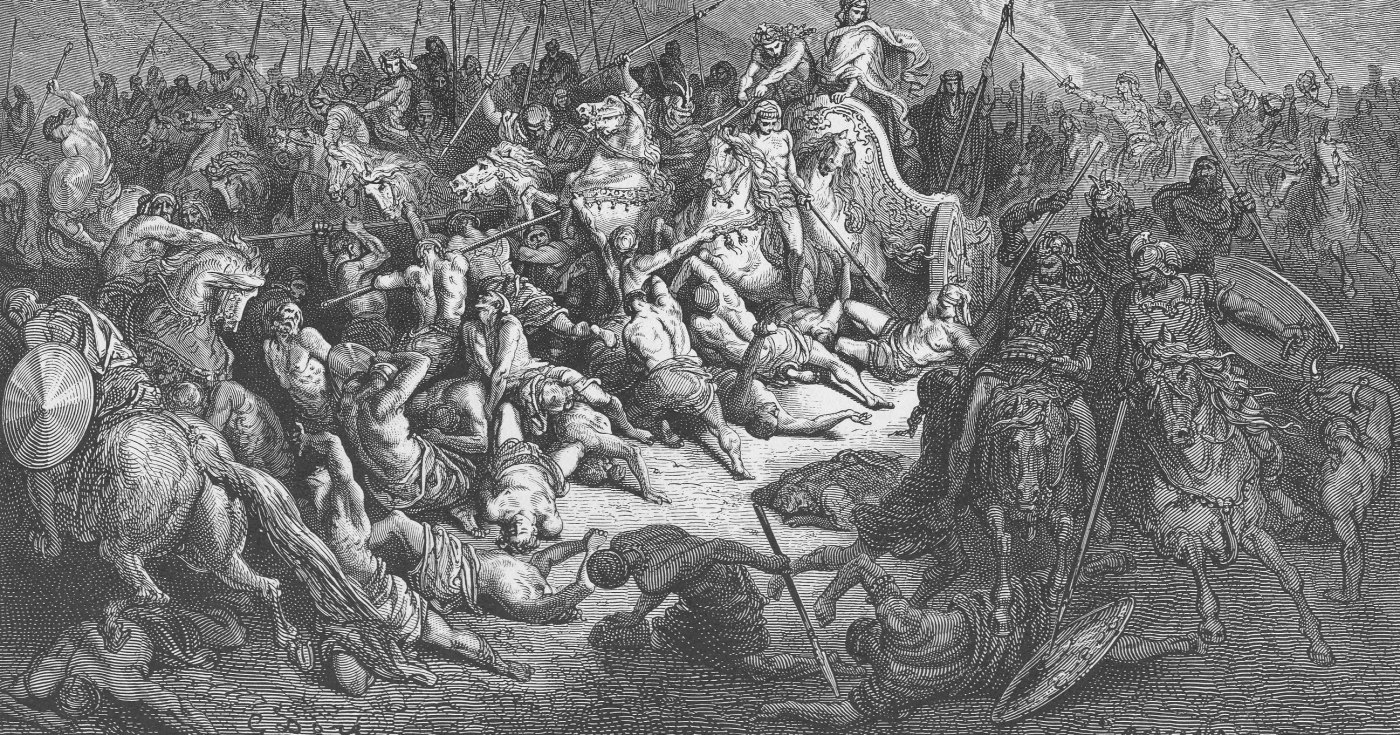 Slaughter of Syrians by Children of Israel, wood engraving by Gustave Doré, illustrating 1 Kings 20:29