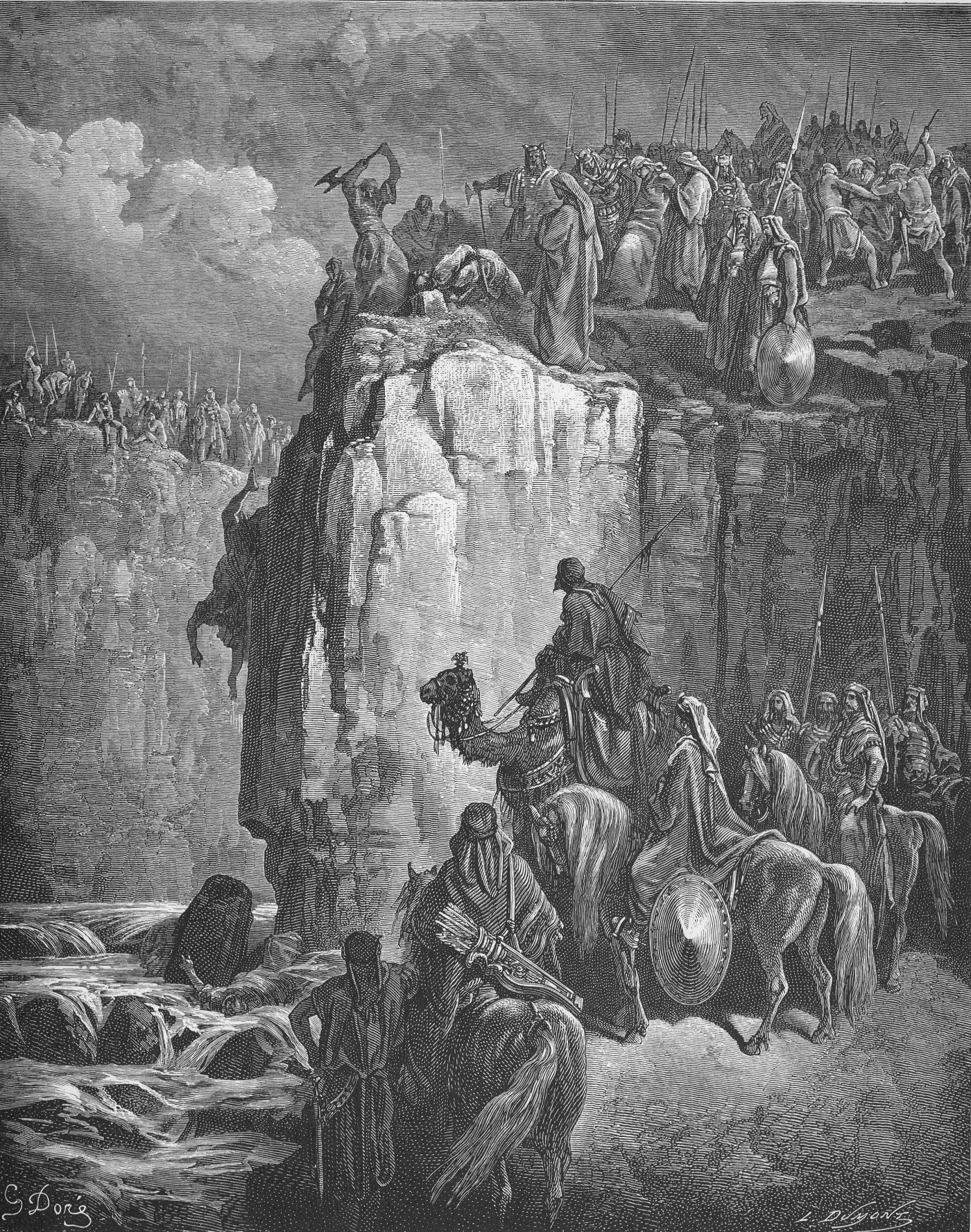 Slaughter of the Prophets of Baal, wood engraving by Gustave Doré, illustrating 1 Kings 18:38