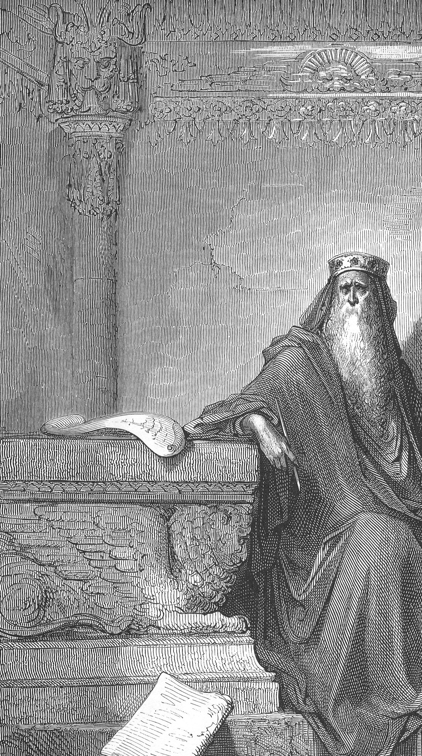 Solomon, wood engraving by Gustave Doré, illustrating 2 Chronicles 1:11