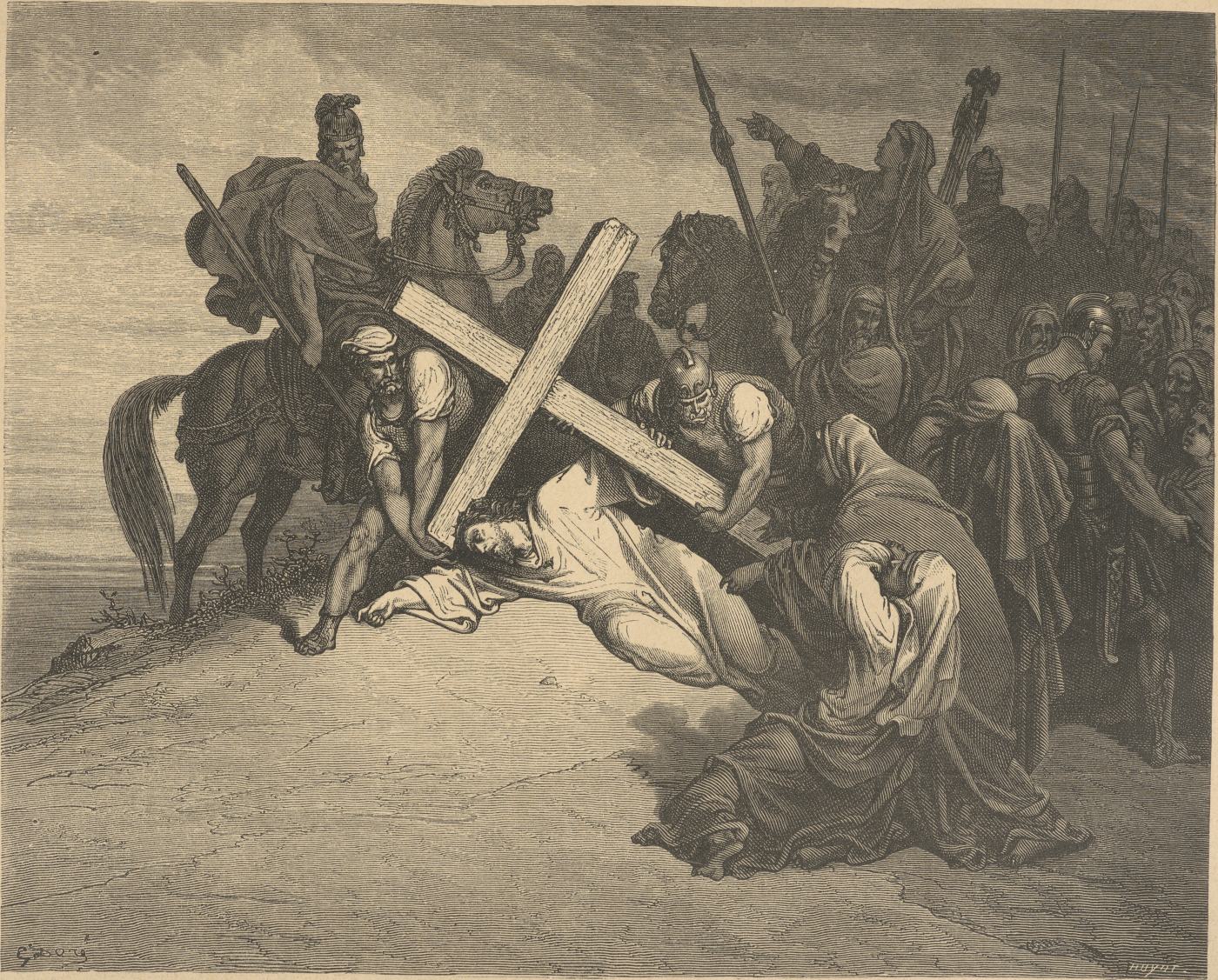 The Arrival at Calvary, wood engraving by Gustave Doré, illustrating Matthew 27:33