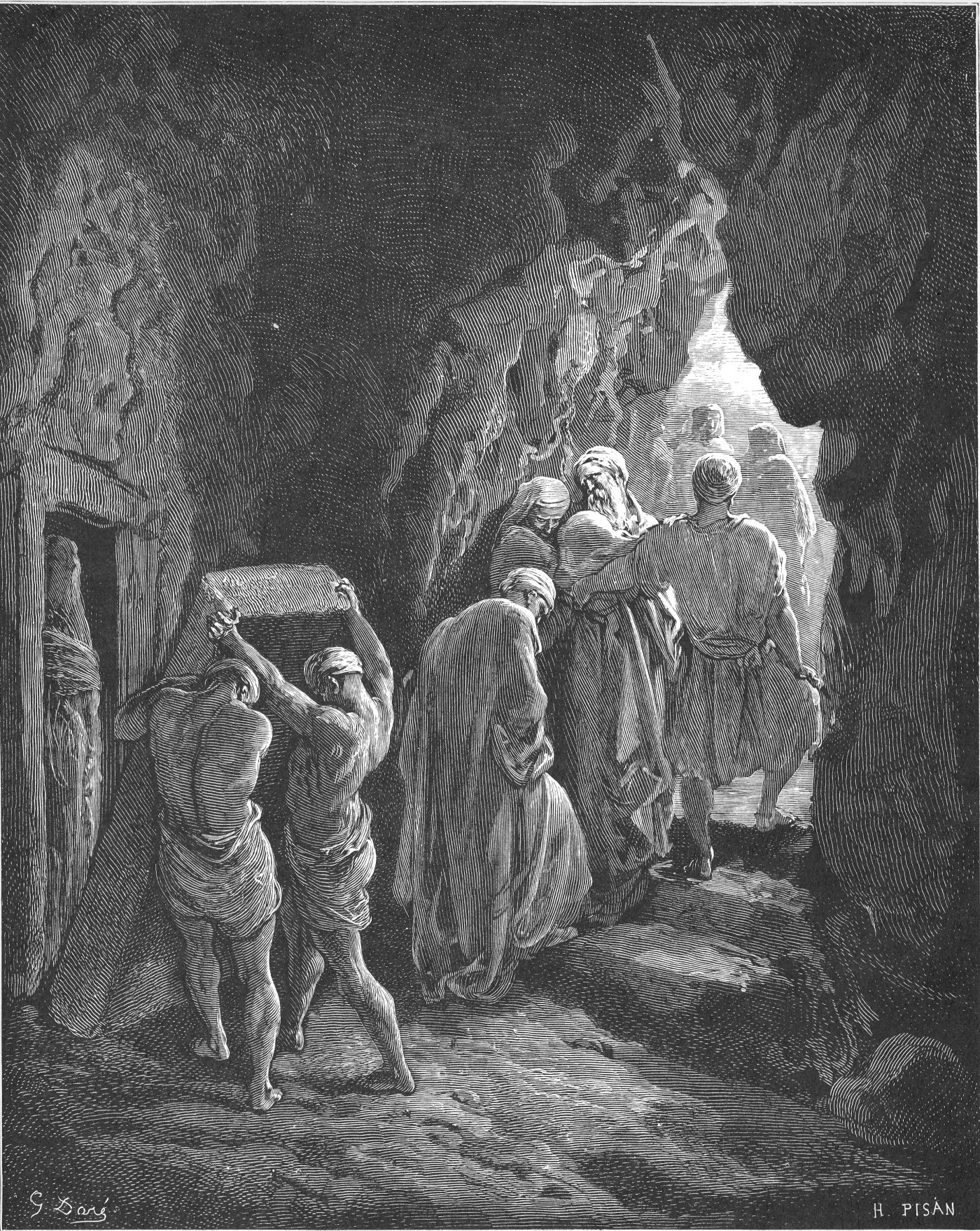 The Burial of Sarah, wood engraving by Gustave Doré, illustrating Genesis 23:19