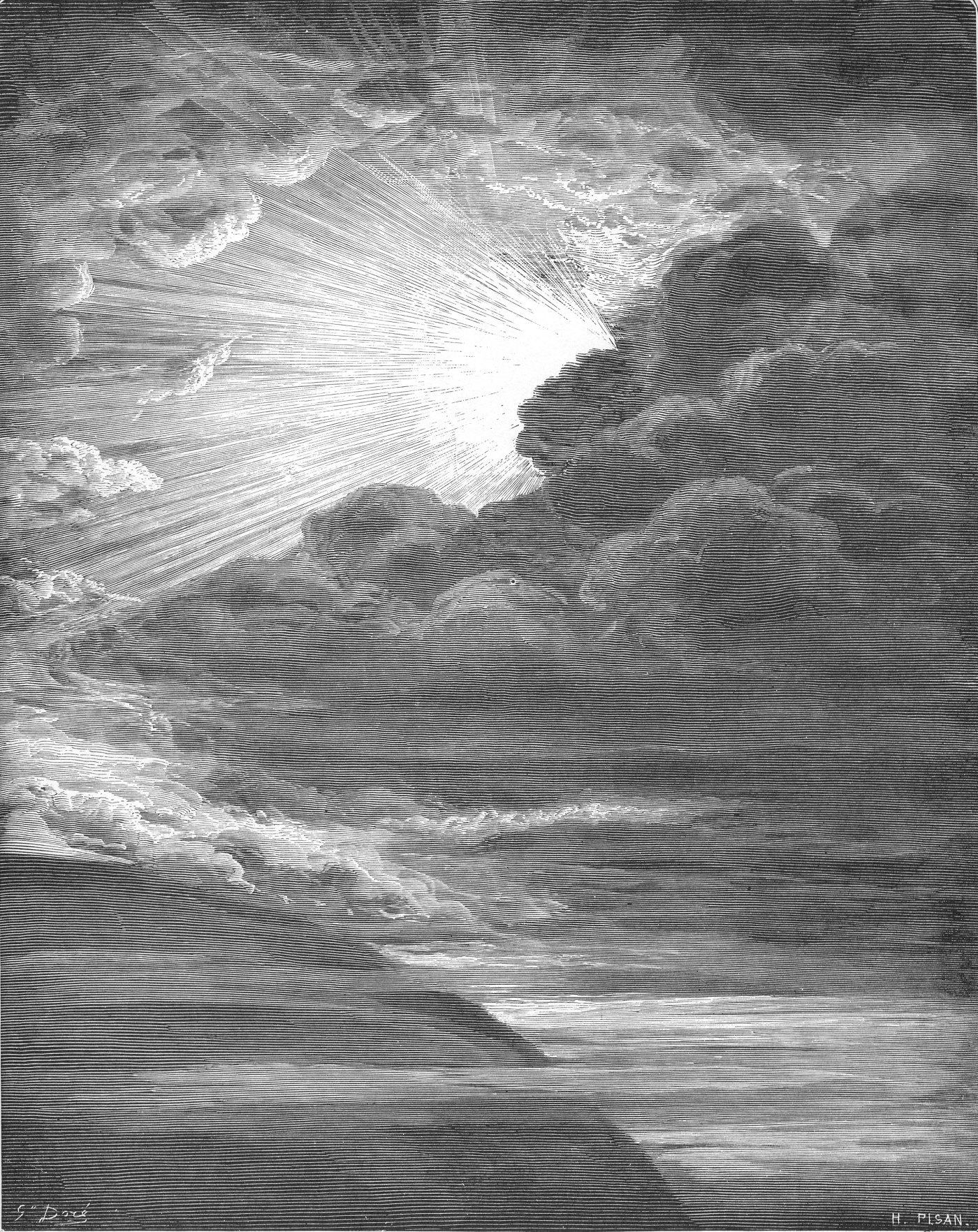 The Creation of Light, wood engraving by Gustave Doré, illustrating Genesis 1:3