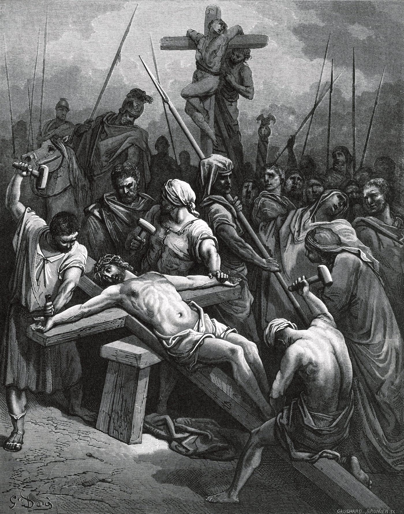 The Crucifixion, wood engraving by Gustave Doré, illustrating Luke 23:34
