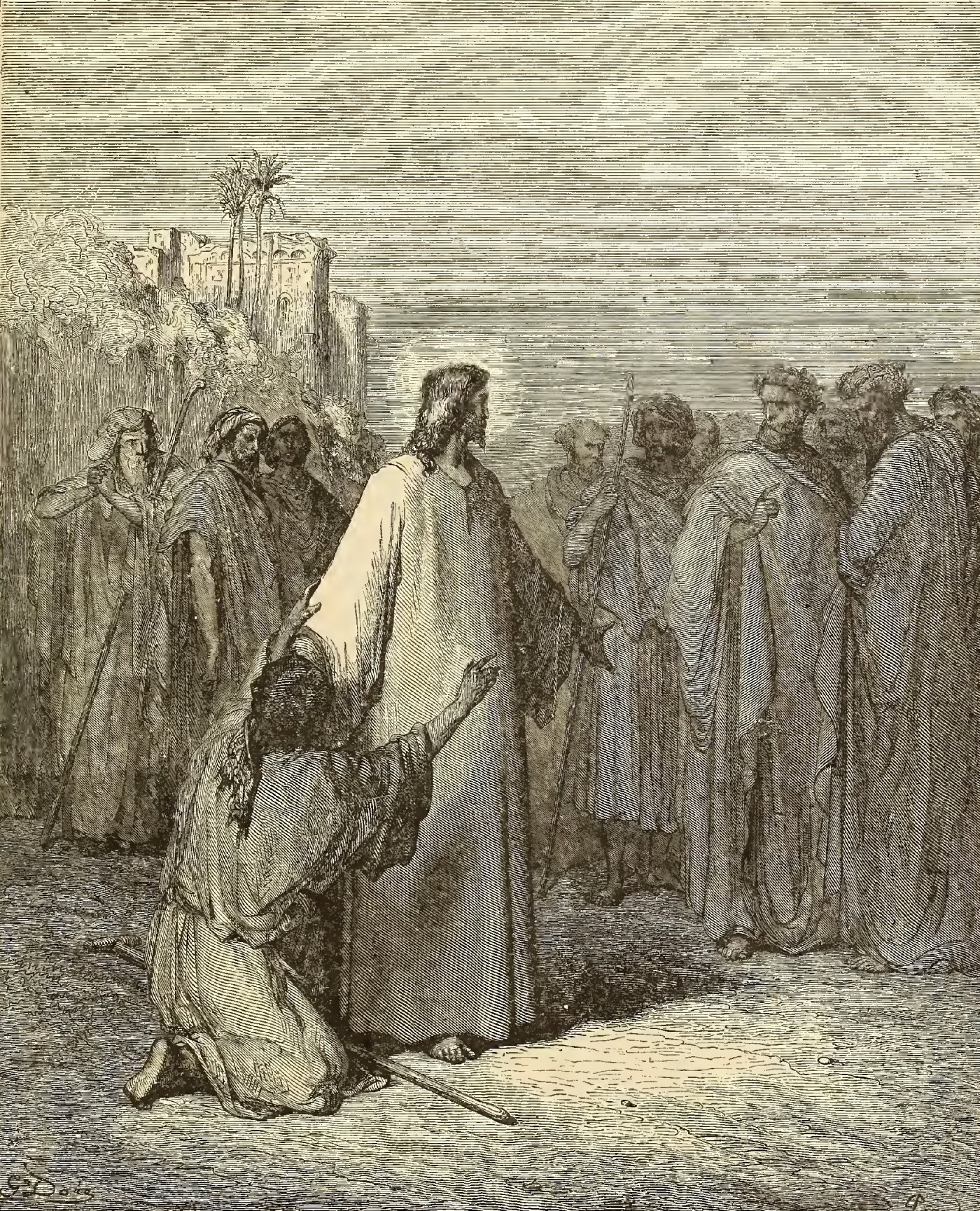 The Dumb Man Possessed, wood engraving by Gustave Doré, illustrating Matthew 12:22