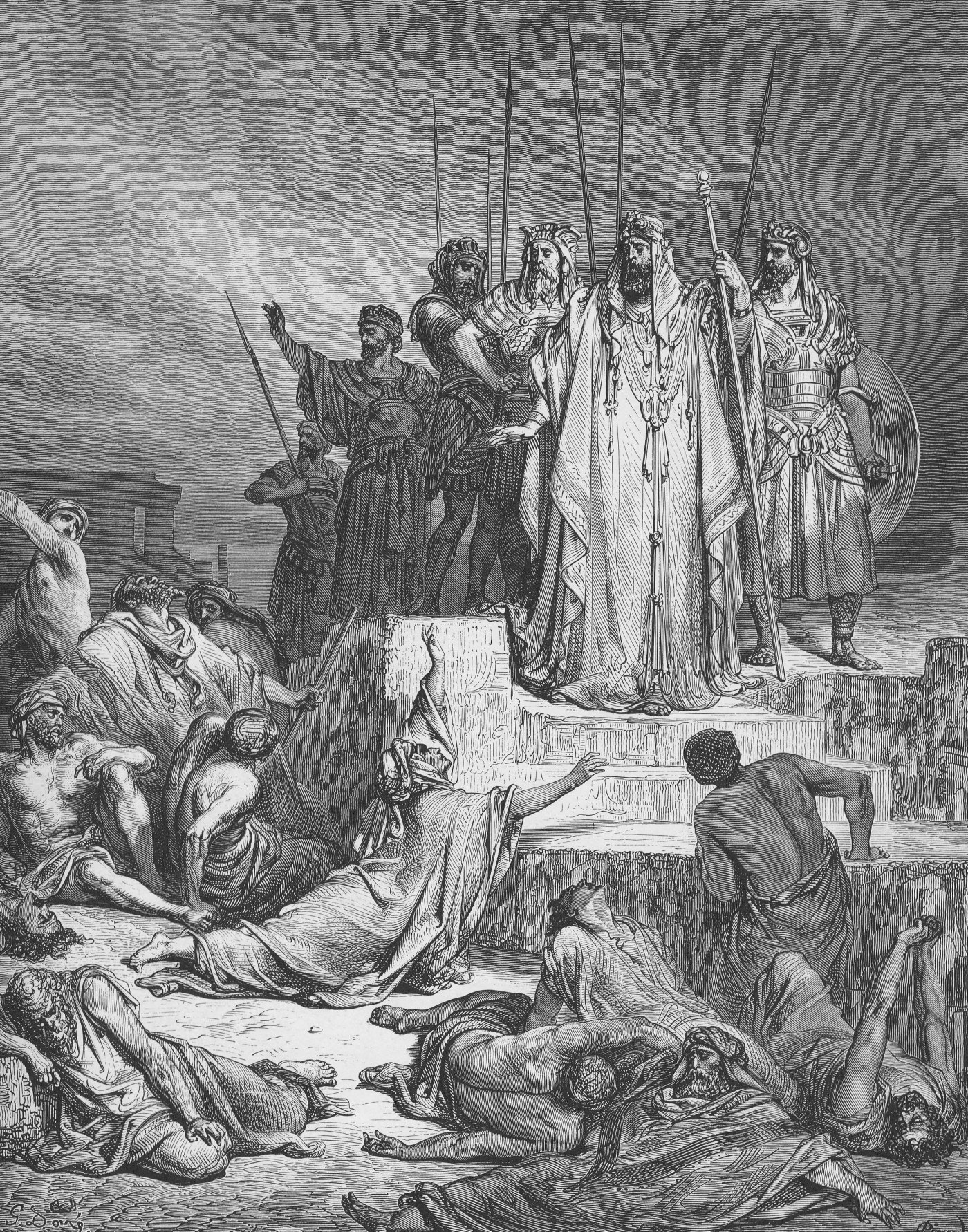 The Famine in Samaria, wood engraving by Gustave Doré, illustrating 2 Kings 6:25