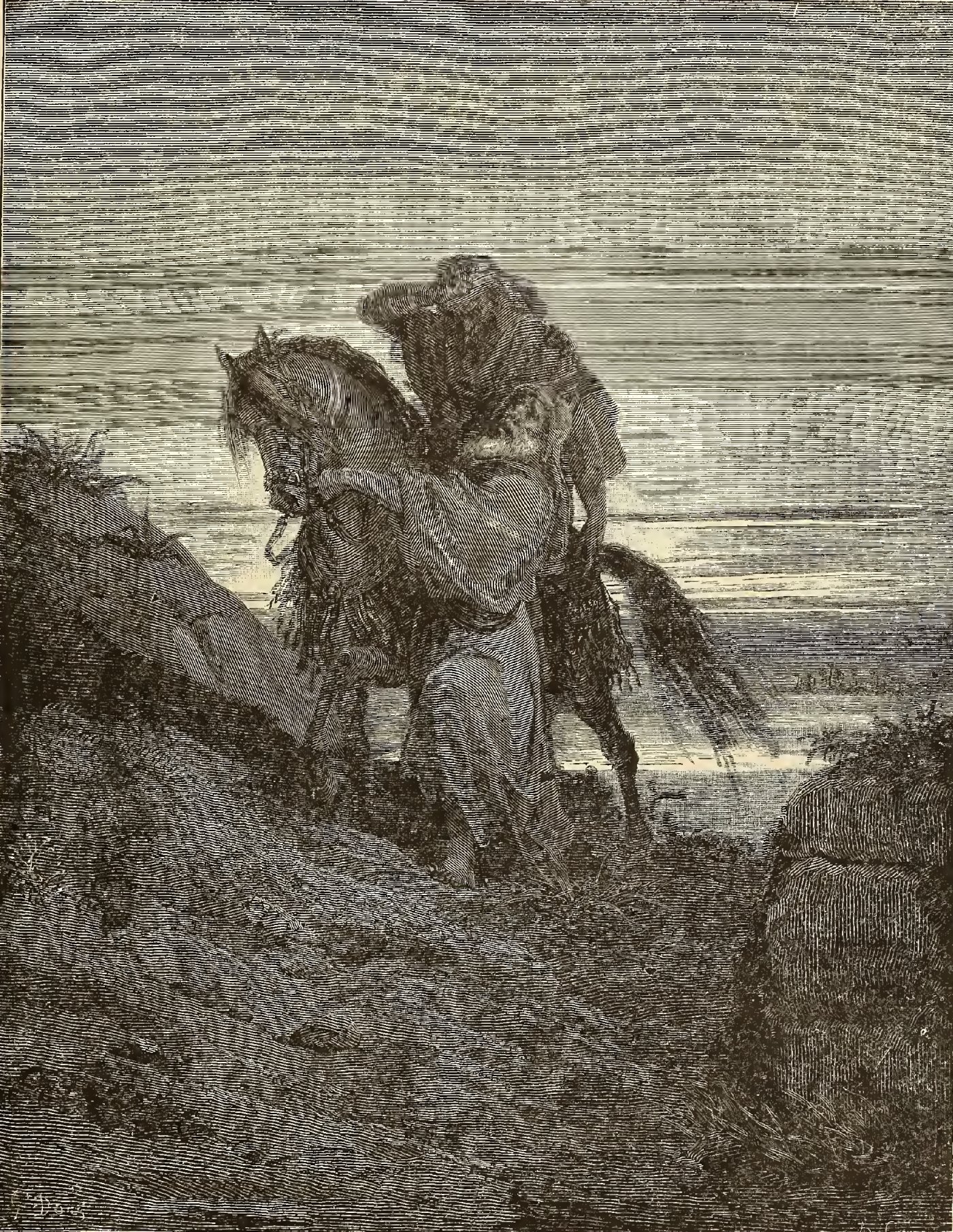 The Good Samaritan, wood engraving by Gustave Doré, illustrating Luke 10:33