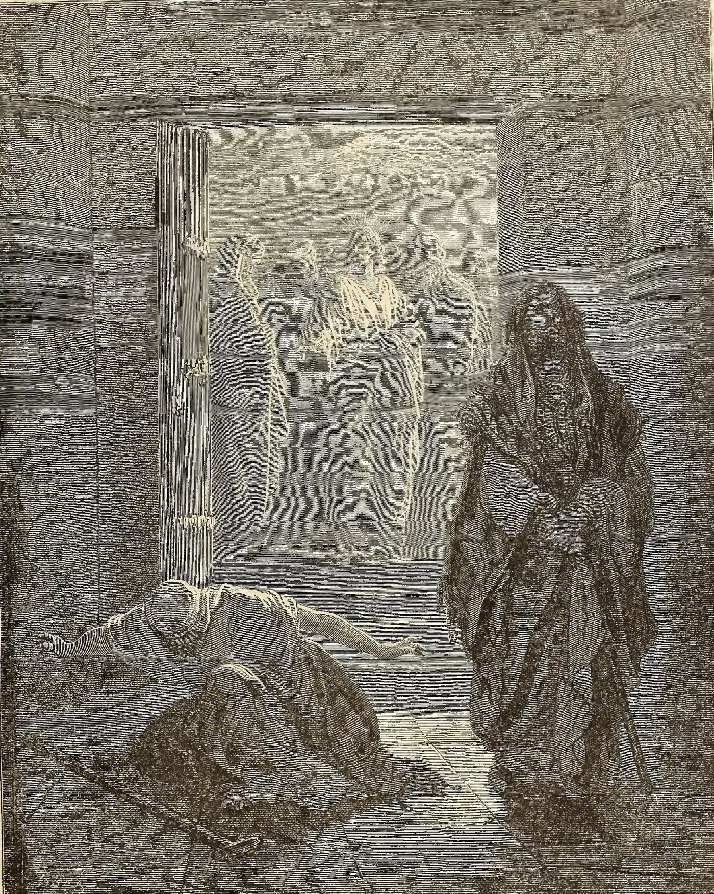The Pharisee and the Publican, wood engraving by Gustave Doré, illustrating Luke 18:11
