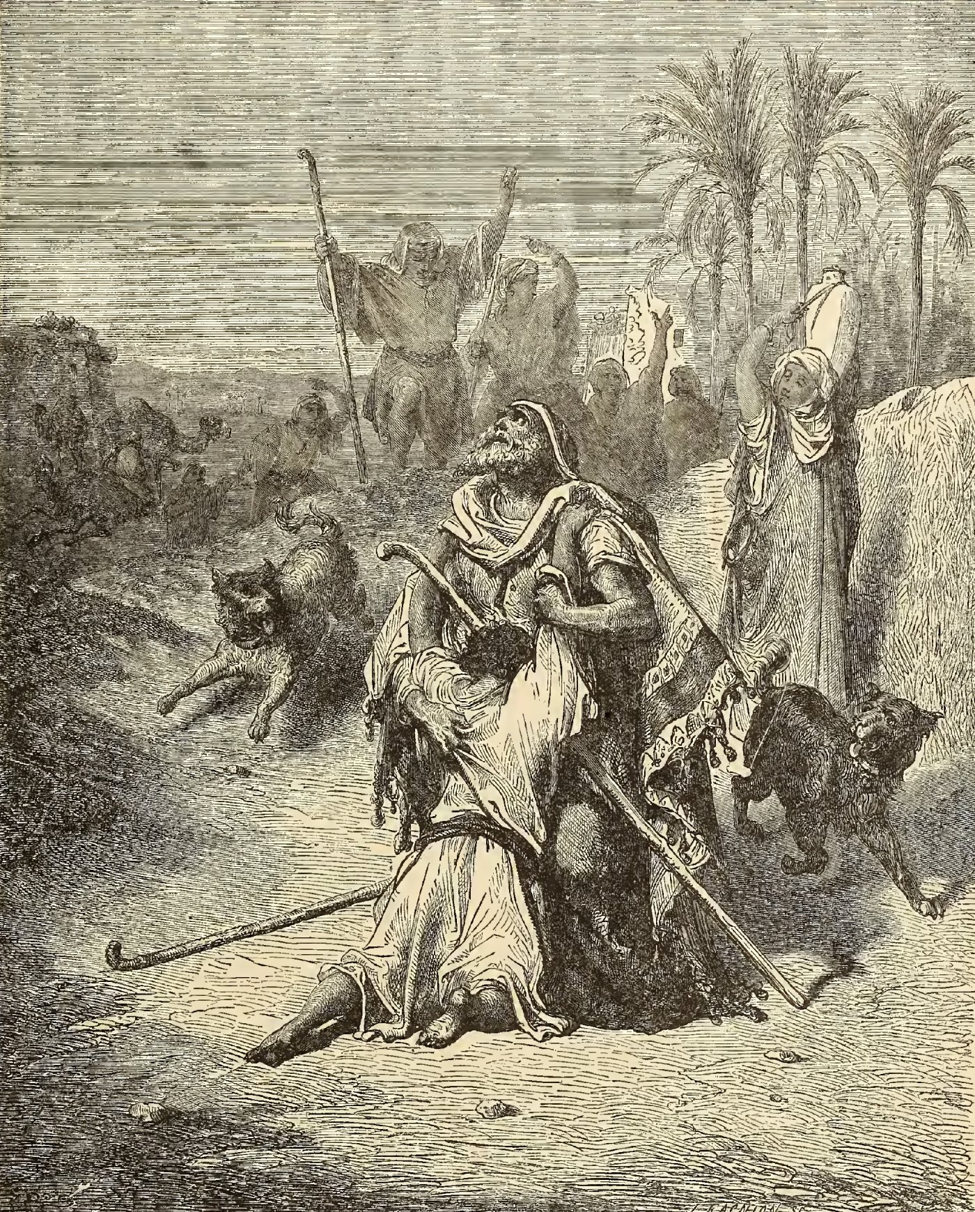 The Return of the Prodigal Son, wood engraving by Gustave Doré, illustrating Luke 15:17