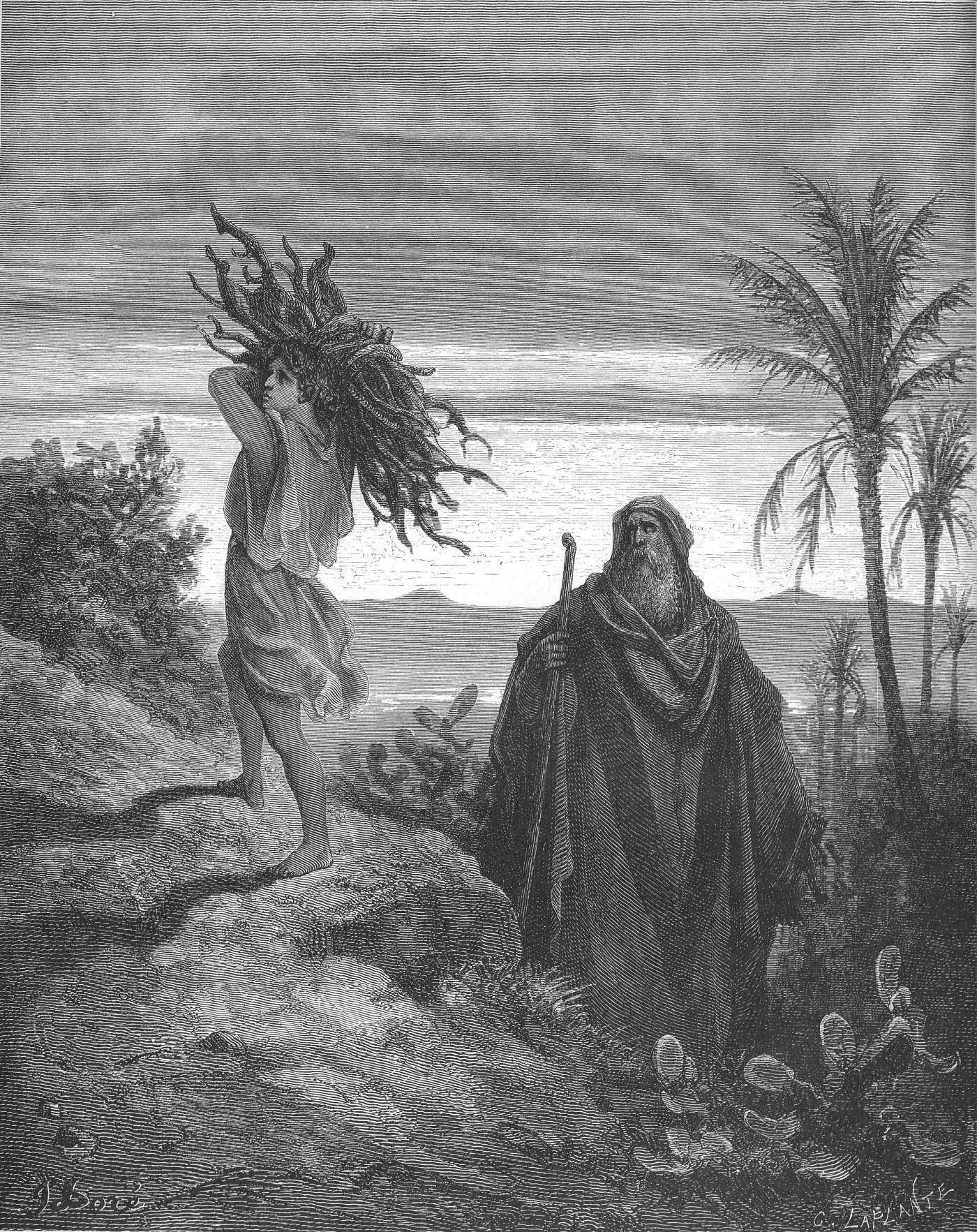The Trial of Abraham's Faith, wood engraving by Gustave Doré, illustrating Genesis 22:10