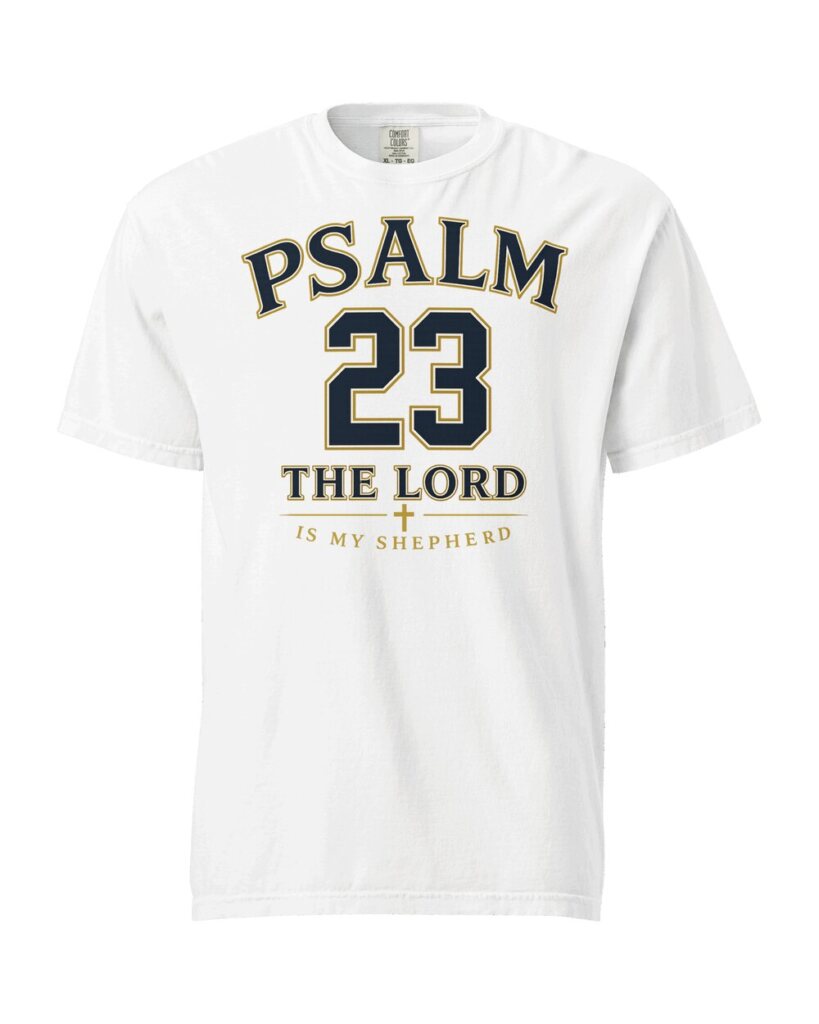 PSALM 23 in white, front view