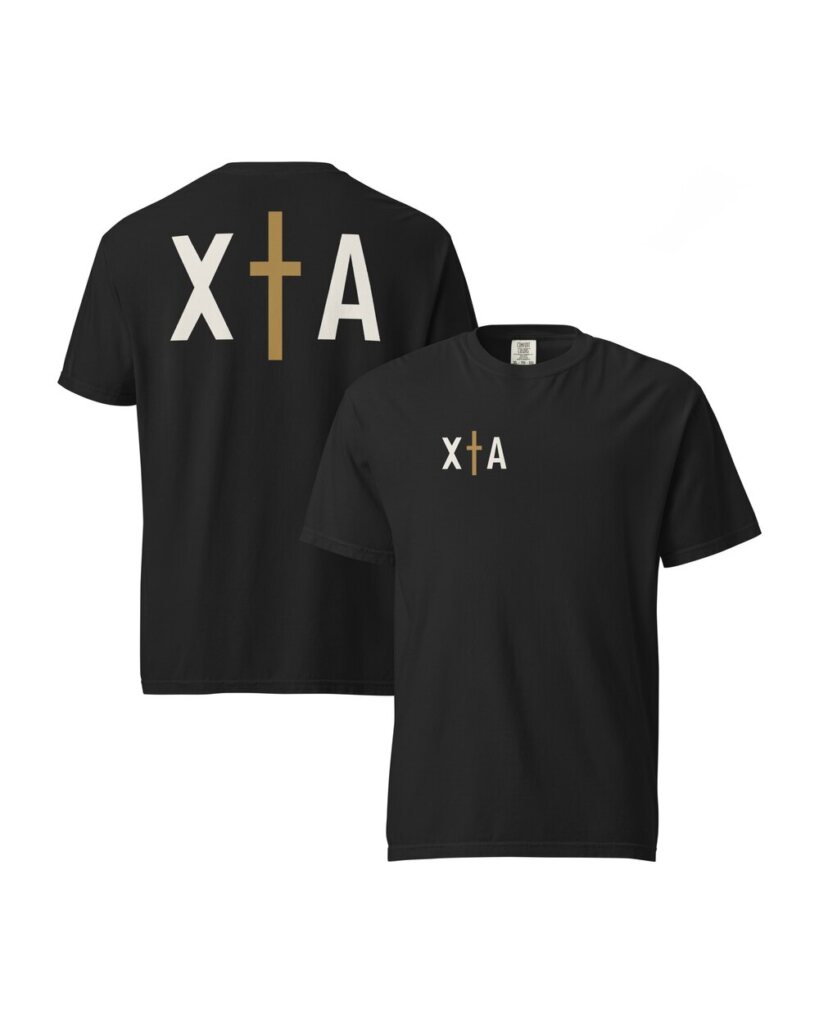 XA MONOGRAM CROSS in black, front and back view